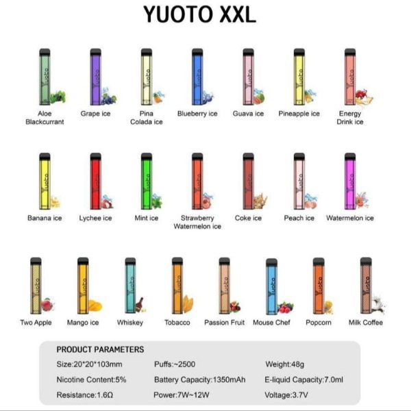 youto xxl diposable vape 2500 puffs